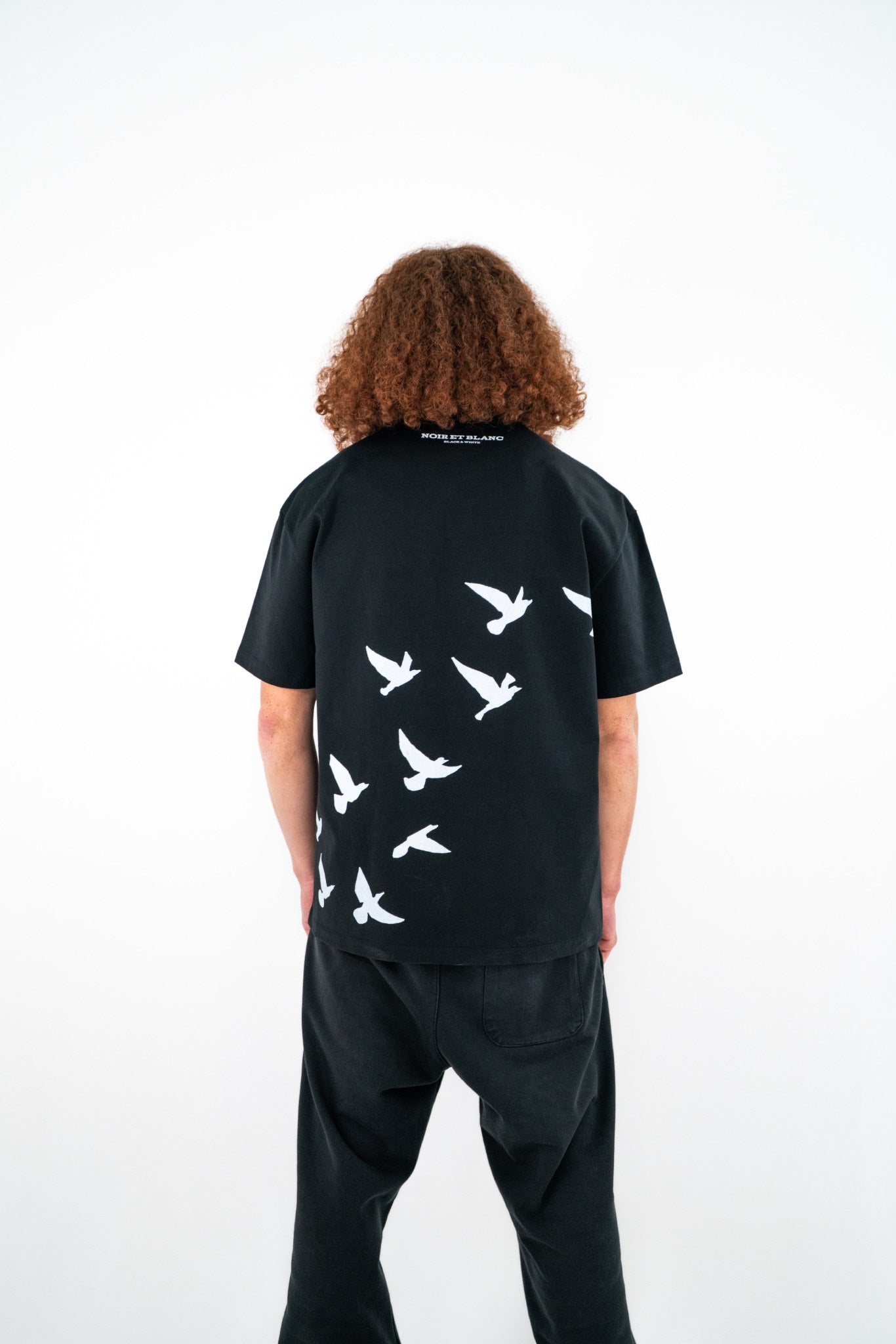 Black Premium Heavyweight T-Shirt With Bird Design