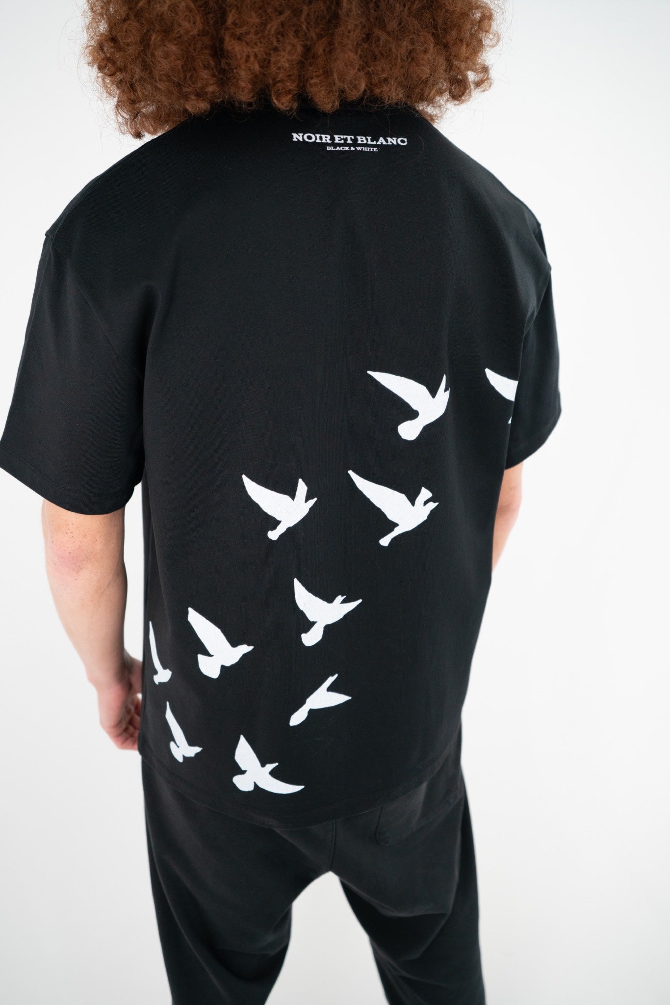 Black Premium Heavyweight T-Shirt With Bird Design