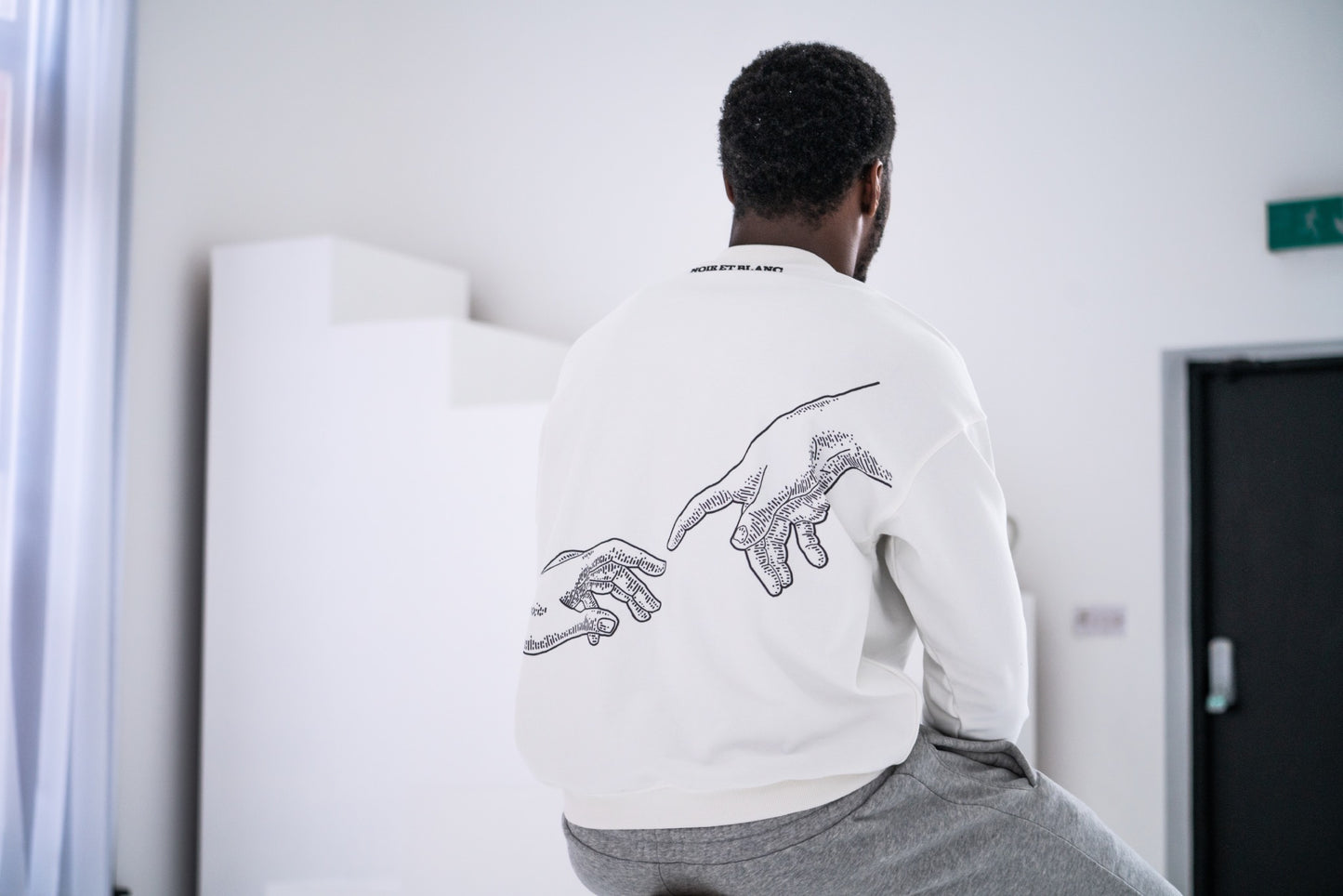 White Every Day Sweatshirt With Hand Design