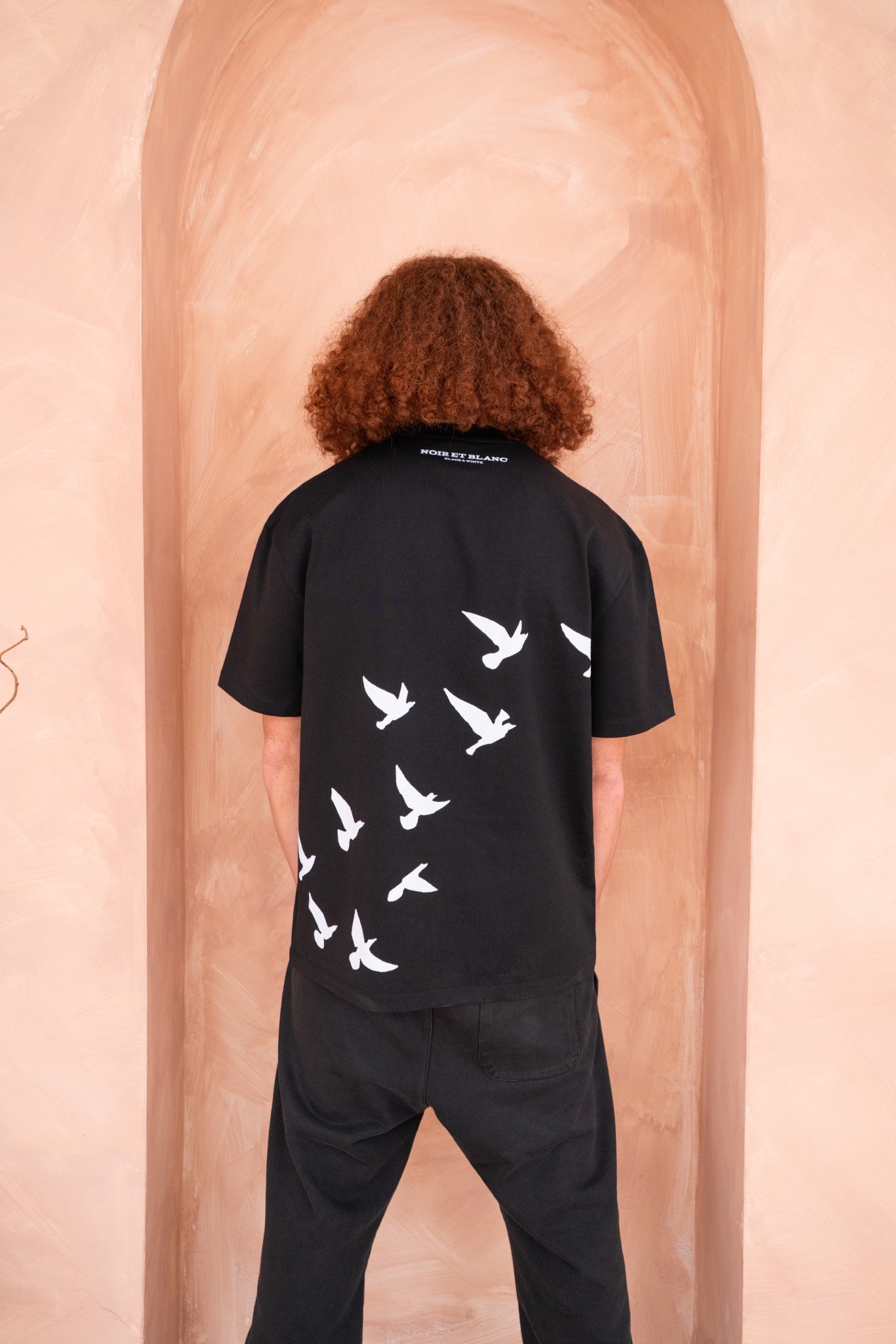 Black Premium Heavyweight T-Shirt With Bird Design