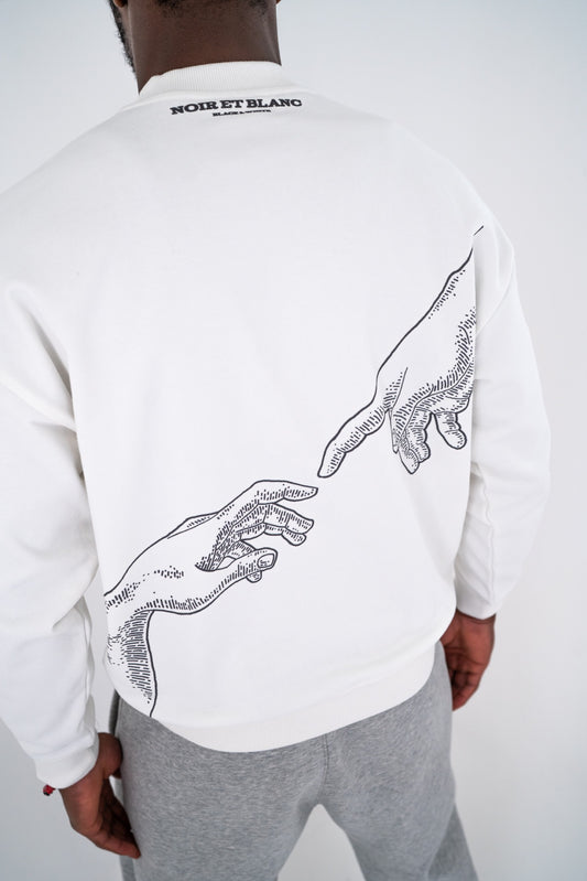 White Every Day Sweatshirt With Hand Design