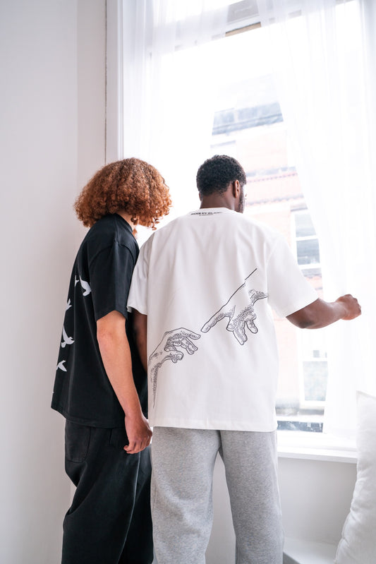 White Premium Heavyweight T-Shirt With Hand Design